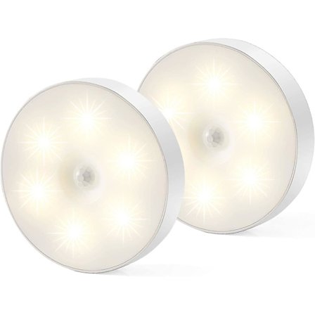 2pack Led Motion Sensor Night Light, Battery Powered Light Warm White