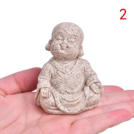 IC Lille Munk Statuer Sandsten Buddha Skulptur Fengshui Figur 2