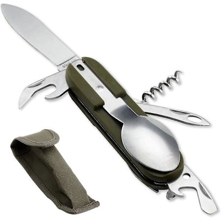 Camping Bestickset Avtagbart Rostfritt Stål Hopfällbart Portabelt Campingbestick