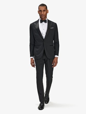 John Henric Men's Schwarzer Smoking Dante mit Hemd Size