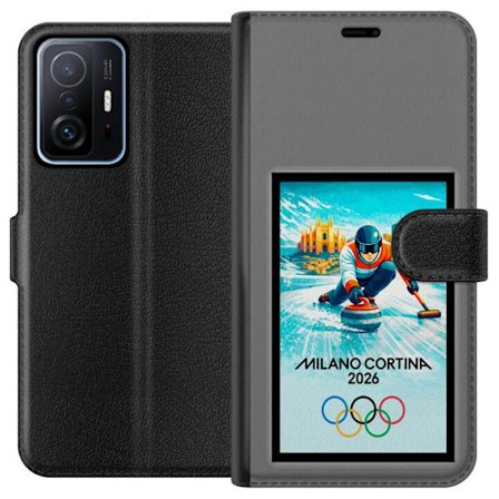 Yhteensopiva Lompakkokotelo Xiaomi 11T Jääkiekkoilukuva, jossa pelaajat liikkuvat jäällä, Milano Cortina 2026, Milanin maamerkit ja olympialaisten ren