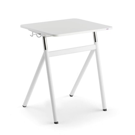 Sit-stand school desk ASCEND, grey laminate, white