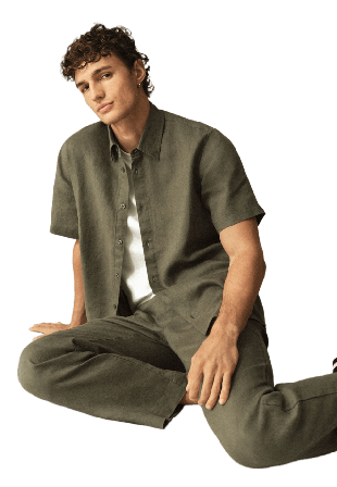 NORVIE Kortärmad linneskjorta GUNNAR Skjortor Grön L