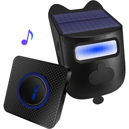 Solar Infraröd Sensor Trådlös Dörrklocka, Solar Uppfartslarm, med 1 Solar Trådlös Rörelsesensor & 1 Plug-in Larm Mottagare Dörrklocka
