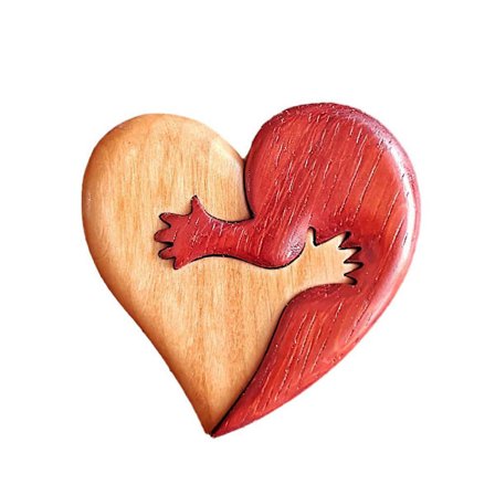 Et kram fra mit hjerte til dig, træskæring, kærlige hjerteformede trædekorationer, mors dag, valentinsdag, gave til ham og hende