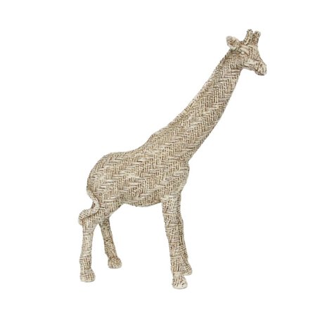 Dekorativ giraffigur, polyresin, 22x8x31cm, beigebrun
