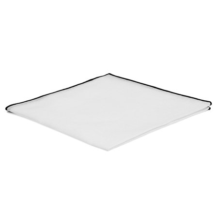 Hvid Lommeklud m. Sorte Kanter til mænd - Ensfarvede lommeklude