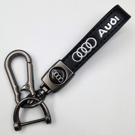 Personlig metal bilnøglering med logo - Lædernøglering til mænd Audi