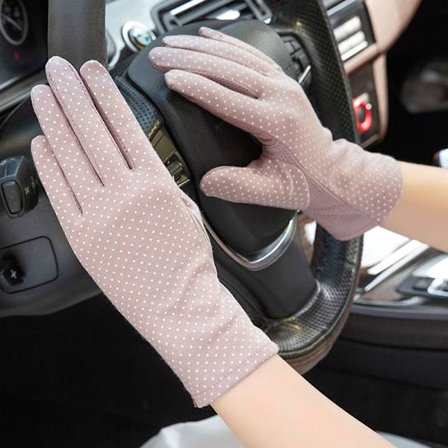 Sommarsolskydd, halkfria pekskärmshandskar, korta cykel- och bilhandskar för kvinnor, ren bomull, tunna, andningsbara