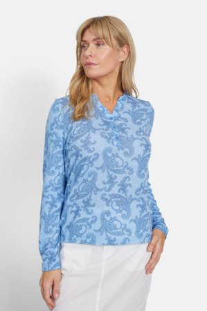 SIGNATURE - Langærmet T-shirt - Blå Mix - Paisley Print