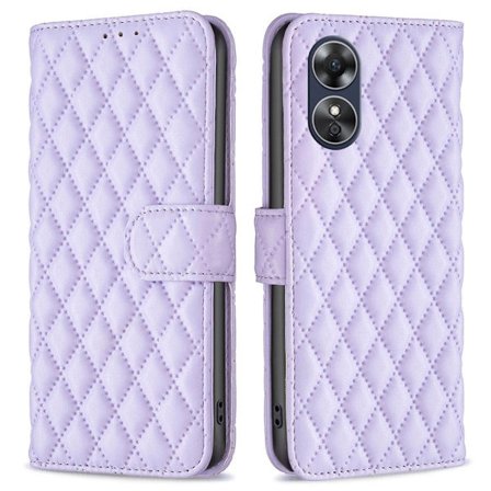 Rhombus mat Oppo A17 flip etui - Lilla