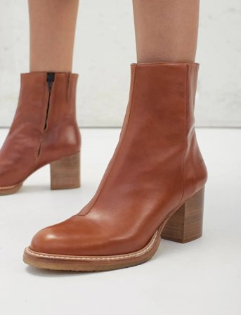 ANGULUS Bootie - Block Heel - With Zippe - Brown - 36