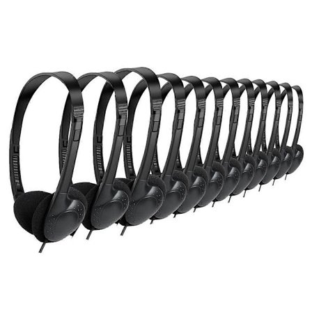 12-pakning barnehodetelefoner for klasserom, skoleelever, hodetelefoner for studenter, barn, småbarn og tenåringer