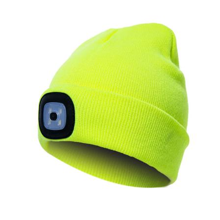 Stickad mössa med LED-ljus för jogging och utomhusaktiviteter yellow