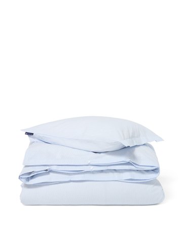 Lexington Raidallinen puuvillasatiini pussilakanasetti, sininen/valkoinen