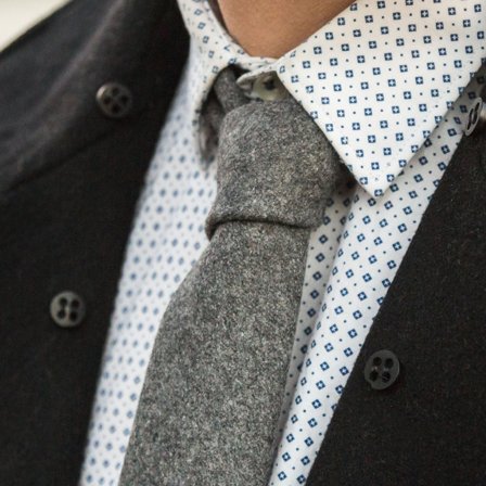 Gray Cashmere Wool Tie for Men - Skinny ties