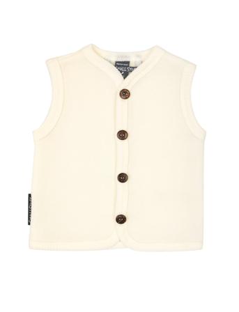 Vest, Merino Wool W. Buttons, Offwhite Väst Creme Smallstuff