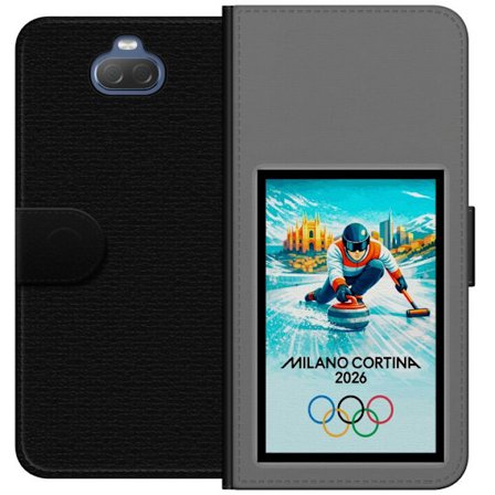 Kompatibel Tegnebogsetui til Sony Xperia 10 Ishockeyillustration med spillere i bevægelse på isen, Milano Cortina 2026, Milano-landemærker og olympisk