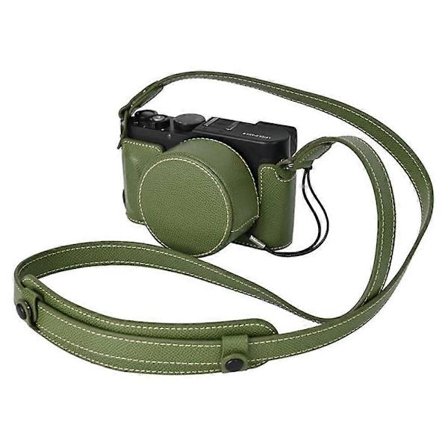 For Leica D-Lux 8 Kamerabase med Linsebeskyttelse Skulderrem PU Lær Beskyttelsesetui - Grønn
