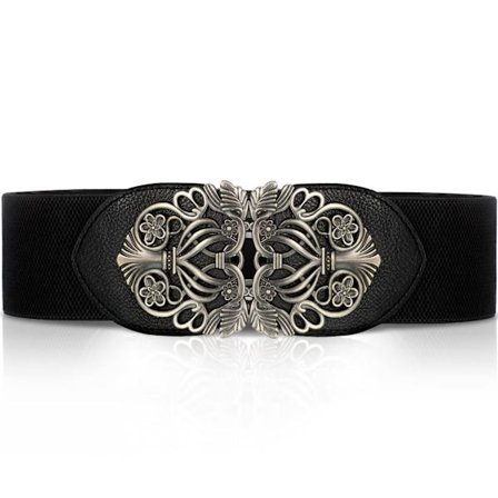 Elastisk midjebelte for kvinner vintage bredt stretchbelte
