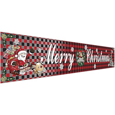 Stor "god jul" banner - röd julskylt med snögubbe - dekoration inomhus och utomhus