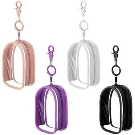 4 st Genomskinliga Figur Display Väskor med Nyckelring Bärbar Genomskinlig Påse Nyckelring Mini Docka Påse Bärväska