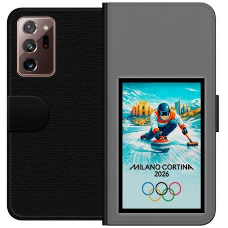 Yhteensopiva Lompakkokotelo Samsung Galaxy Note20 Ultra Jääkiekkoilukuva, jossa pelaajat liikkuvat jäällä, Milano Cortina 2026, Milanin maamerkit ja o