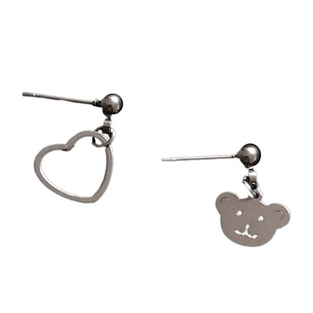 Unikke hjerte charm ørestikker søde Coo dinglende øreringe asymmetriske bjørne hjerte øreringe til kvinder boheme smykker gave