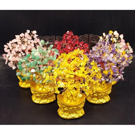 Liten Storlek 18cm Feng Shui Lyckobringande Träd Citron Kvarts Kristall Yuanbao Pengar Lyckoträd Förmögenhet Lyckobringande Fengshui Ornament