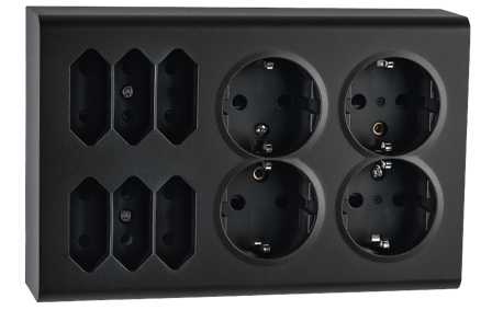 SG Stikkontakt Påvegg Sort 4+6 Euro m/j