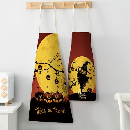 Halloween Forklæde Græskar Madlavning Forklæder Hekse Hat Kryds Bagning A