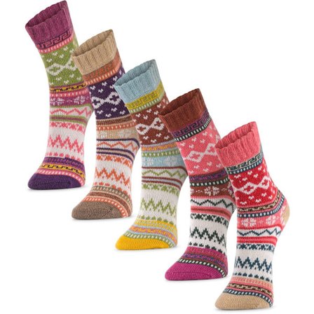 Tykk Strikkede Sokker Dame Varm Vinter Termisk Pakke med 5 Par Størrelser 36-41 Tilfældige Blandede Farver