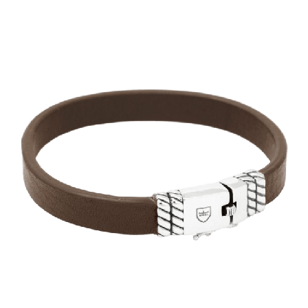 by BILLGREN Silver/läderarmband | Slät Nobel Accessoarer Herr Brun 21 cm