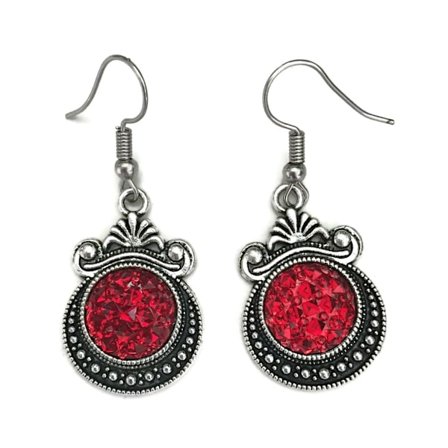 Örhängen Glitter RÖD Druz Glitter Rostfri Krok