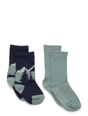 Mango 2 Pack Patterned Socks - Navy - 1-2