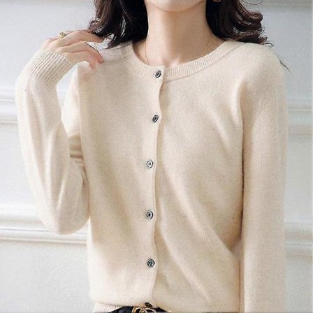 Forår Efterår Kvinder Langærmet Top Cardigans Sweater O-hals Strikket Cashmere Cardigans Ensfarvet Enkeltknappet Dame Sweaters