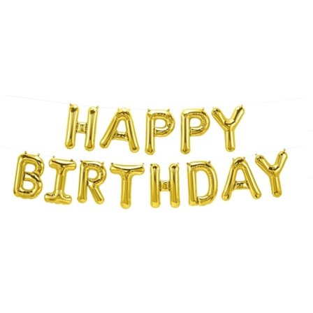 Balloner Happy Birthday, 40cm, Guld