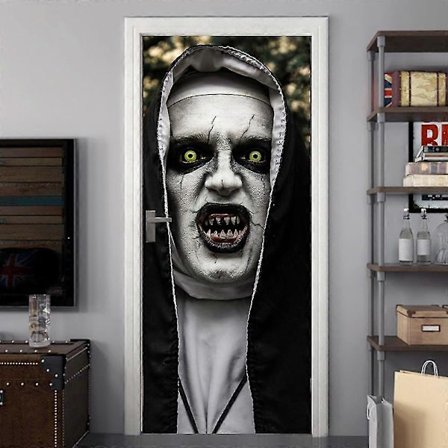 3D Halloween-ovitarra, 76 x 200 cm, realistinen ja pelottava ovitapetti Halloween-koristeluun, juhlakoristelu