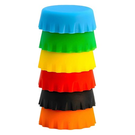 108 Silikone Gummi Flaskekapsler - 6 Farvesæt af Genanvendelige Ølflaskekapsler til Hjemmebrygning, Vin, Sodavand og Læskedrikflasker