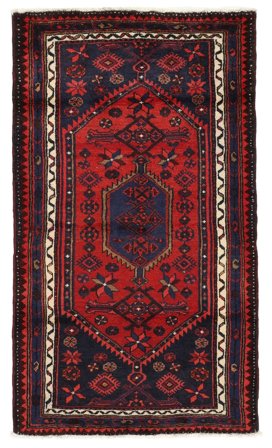 Tapis Hamadan 87X152 Noir/Rouge Foncé (Laine, Perse)