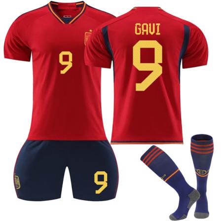 2022 Qatar World Cup Spanien Hemma Fotbollströjor Set Xl