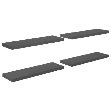 Vidaxl Svävande Vägghyllor 4 St Grå Högglans 80x23,5x3,8 Cm Mdf Grå
