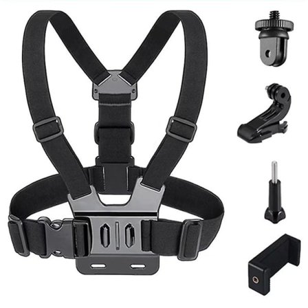 Förstapersonsperspektivbild av telefonhållaren på bröstet