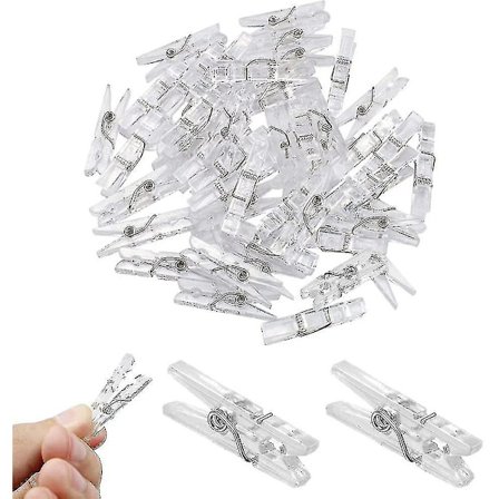 120 stk. plastklyper, papirklyper, klare klesklyper for foto og vask