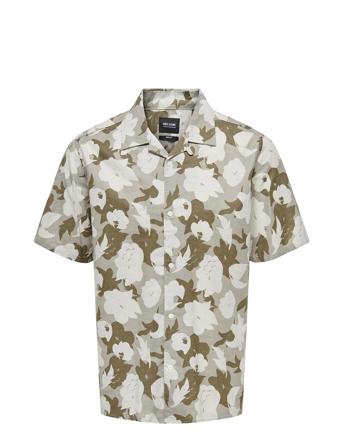 Onstrev Reg Ctn Lin Aop Ss Shirt Noos Khaki ONLY & SONS