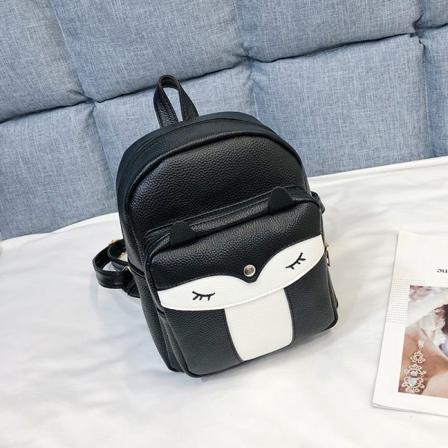 Kvinner jente ryggsekk skulderveske skolesekk Fox Personality Trendy Søt Black 26*21*10cm