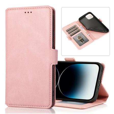 iPhone 15 Pro - Elegant Flip Fodral i Läder Roséguld
