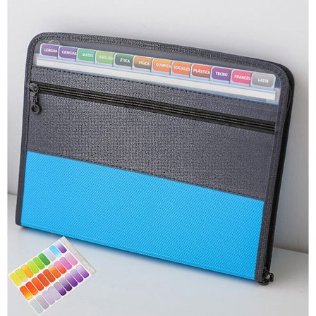 13 Taskua Akkordionin Laajennettavat Kansiot Vetoketjulla - A4-koko - 2