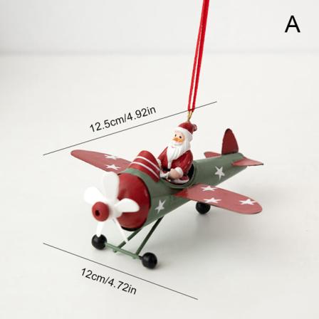 Retro järn julhänge Santa Claus flygplan julgran A onesize