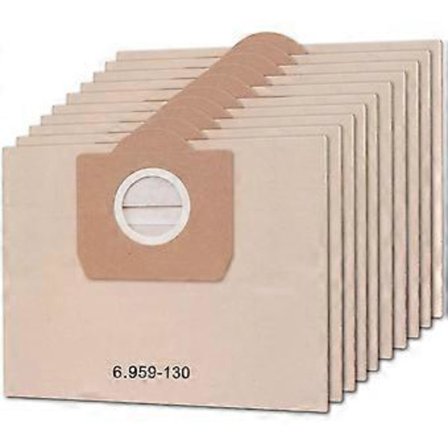 10-pakning støvsugerposer for Karcher 6.959-130.0 WD3 WD3P MV3 A2204 A2254 A2604 erstatningspapirfilterposer for våt- og tørrstøvsuger, støv B